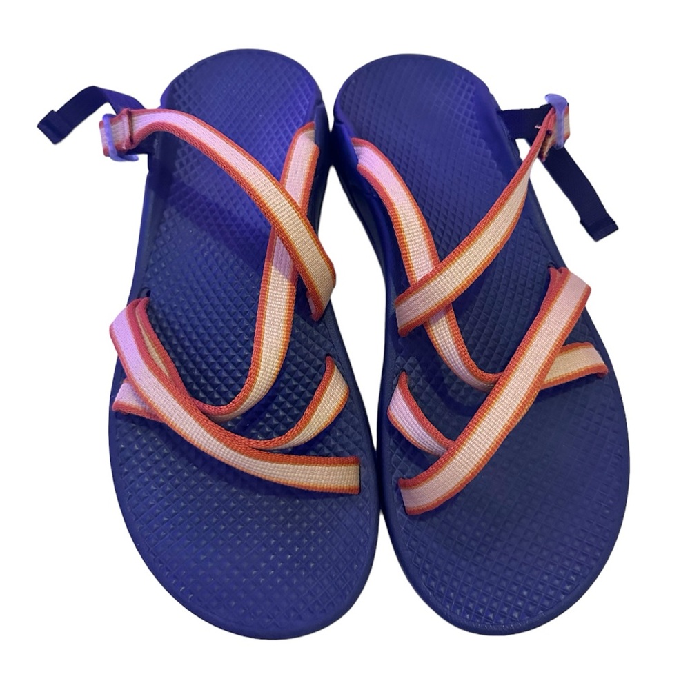 Chaco Women’s Strappy Orange Two tone backless cloud vibram sandals
